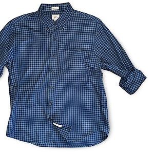 J. Crew Brushed Twill Shirting Navy Windowpane Plaid Slim Untucked
